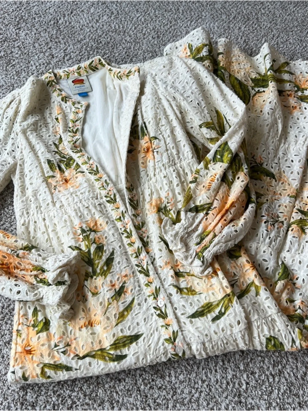 Anthropologie Farm Rio eyelet long sleeve maxi dress XXS - Picture 2 of 4